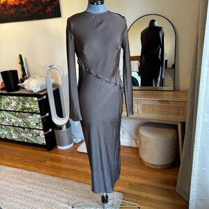 Beautiful Midi Poliester Dress (silk-like) - S